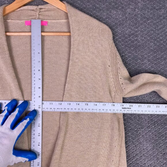 Lilly Pulitzer Open Front Cardigan Sweater Women's Small Gold Metallic Cashmere - Picture 9 of 13